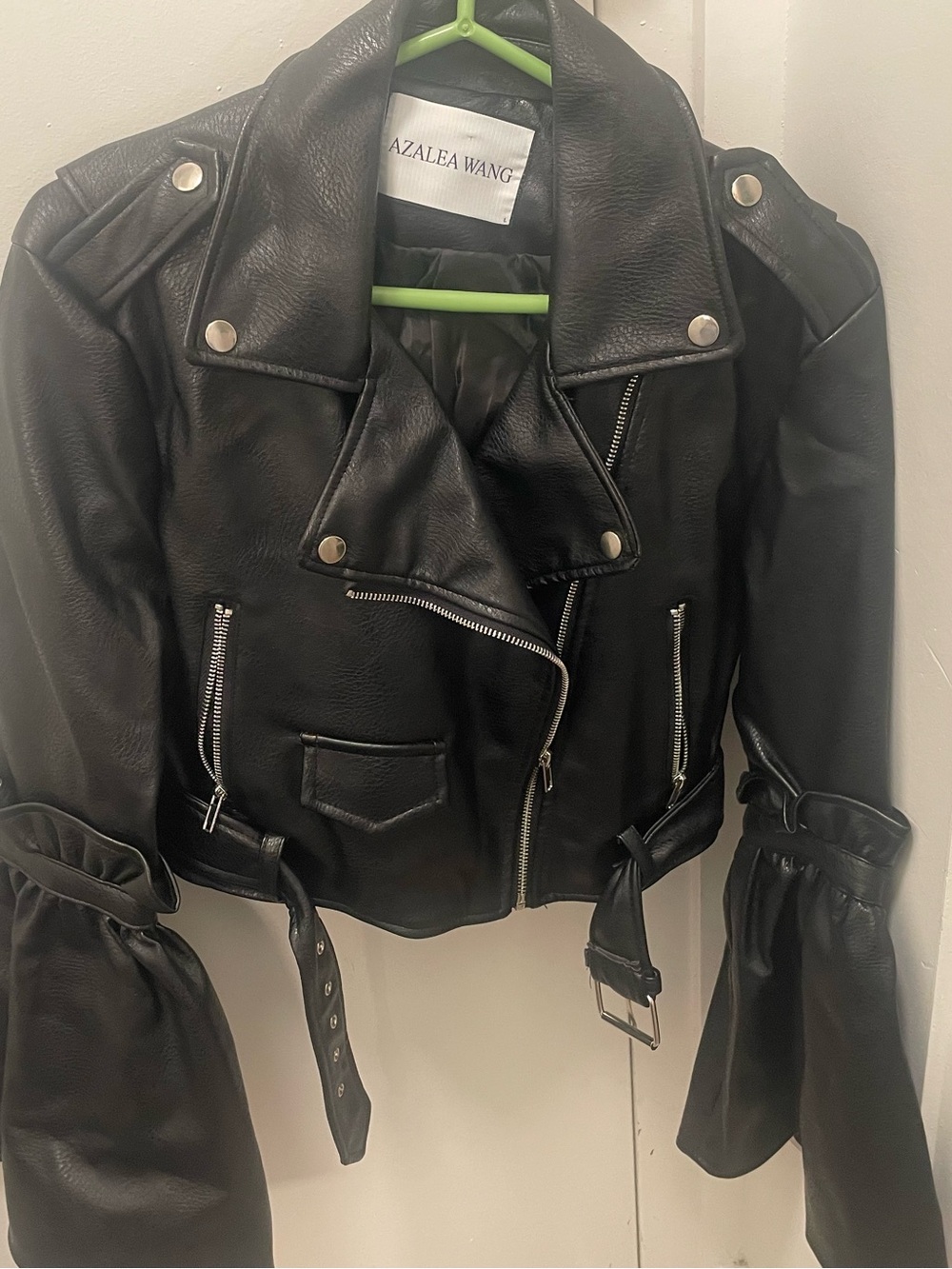 Azalea Wang Black Faux Leather Moto Jacket